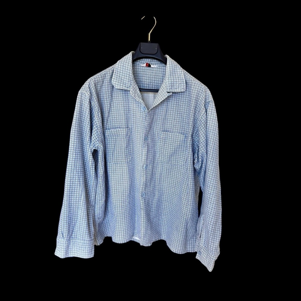 BVD Vintage 60's Sanforized Firelight Flannel Shirt Sz XL‎ Plaid Blue Distressed